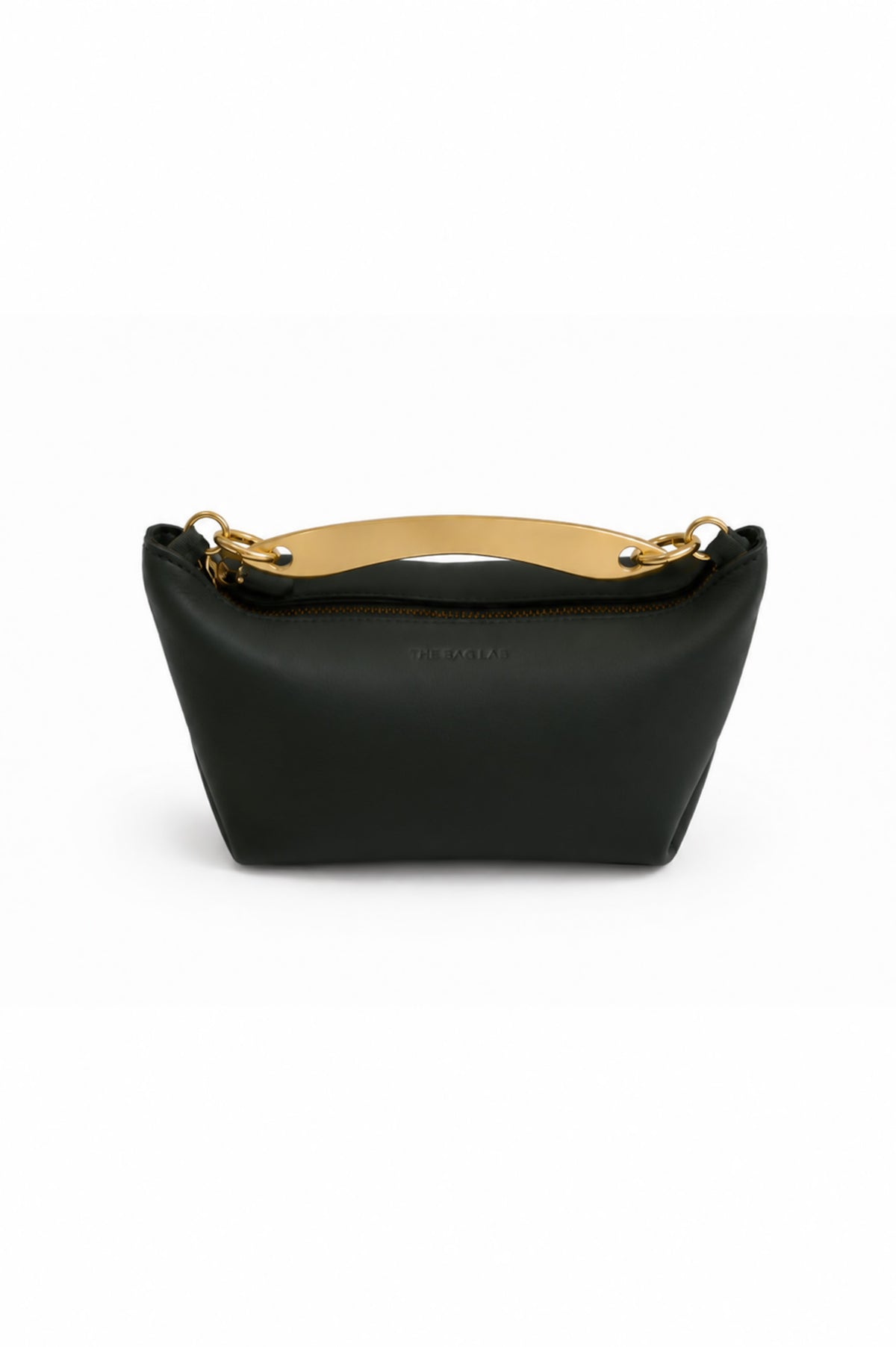 THE MINI MARINA BAG - Bolso en piel vacuno color NEGRO con asa de METAL
