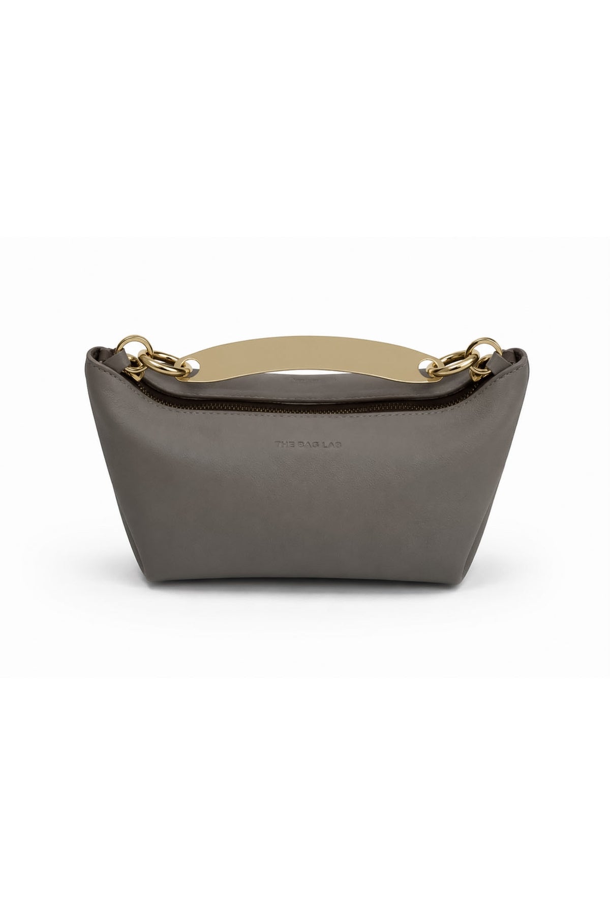 THE MINI MARINA BAG - Bolso en piel vacuno color GRIS con asa de METAL