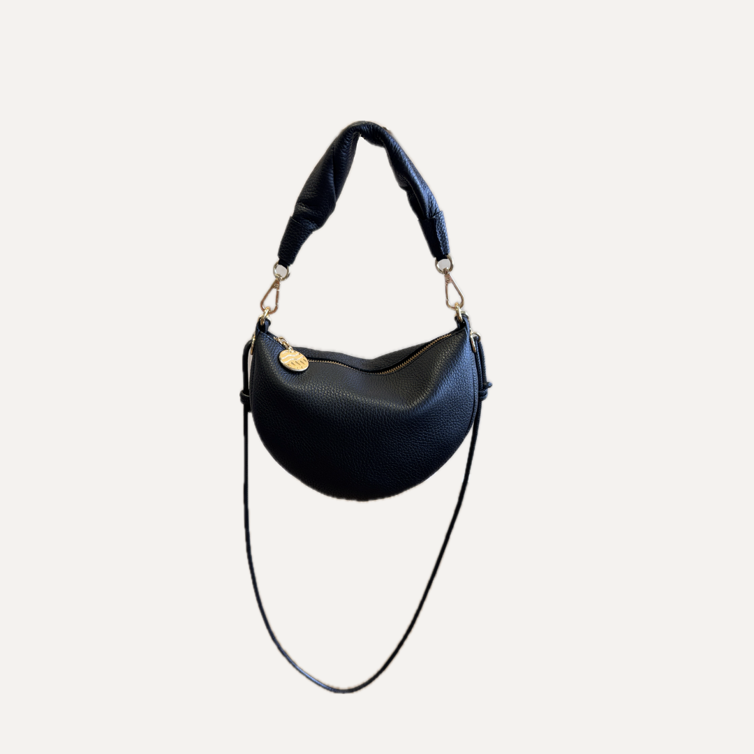 THE BABY GONDOLA BAG - Bolso en piel vacuno color NEGRO con BANDOLERA
