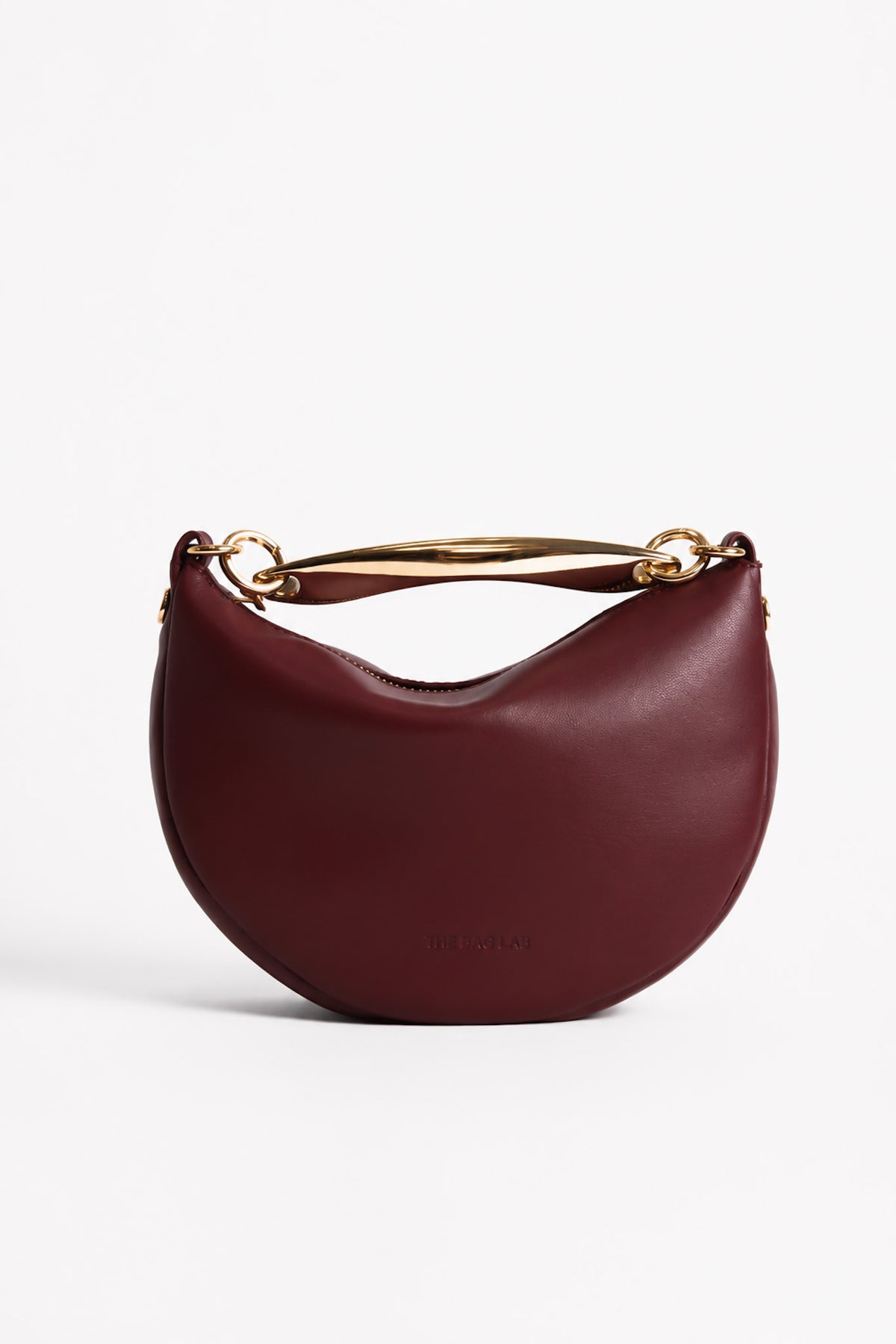 THE BABY GONDOLA BAG - Bolso en piel vacuno color CEREZA con asa de METAL