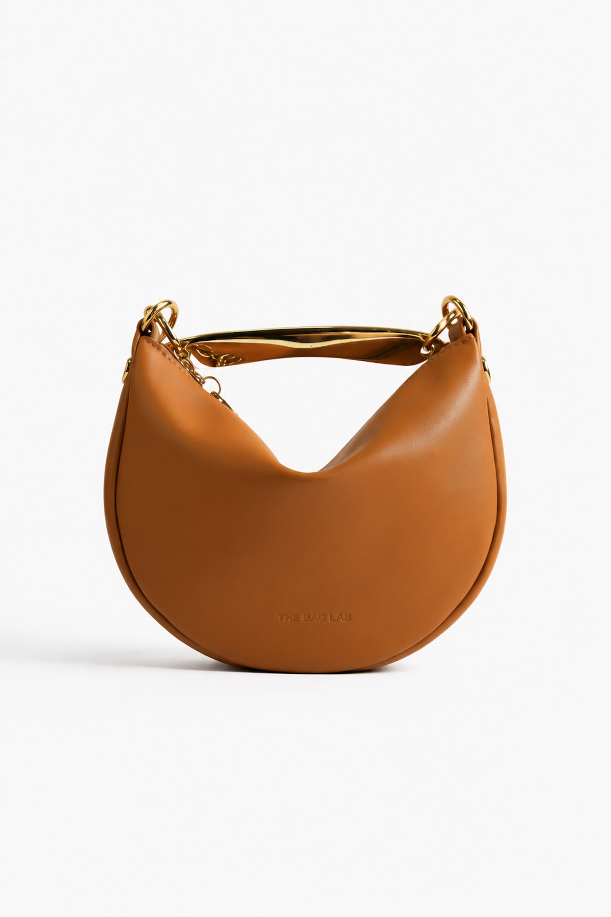 THE BABY GONDOLA BAG - Bolso en piel vacuno color MANGO con asa de METAL