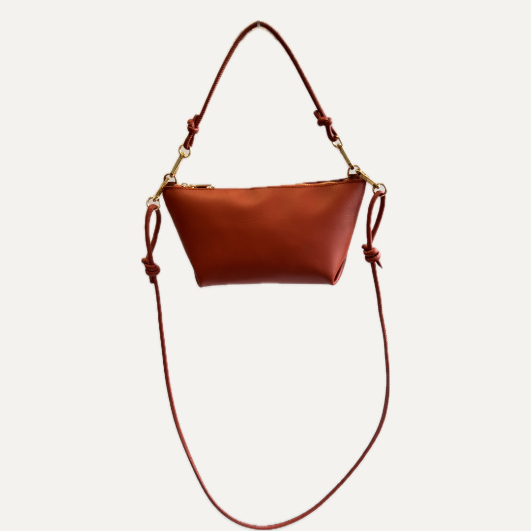 THE MINI MARINA BAG PLUS - Bolso en piel vacuno color CORAL con BANDOLERA