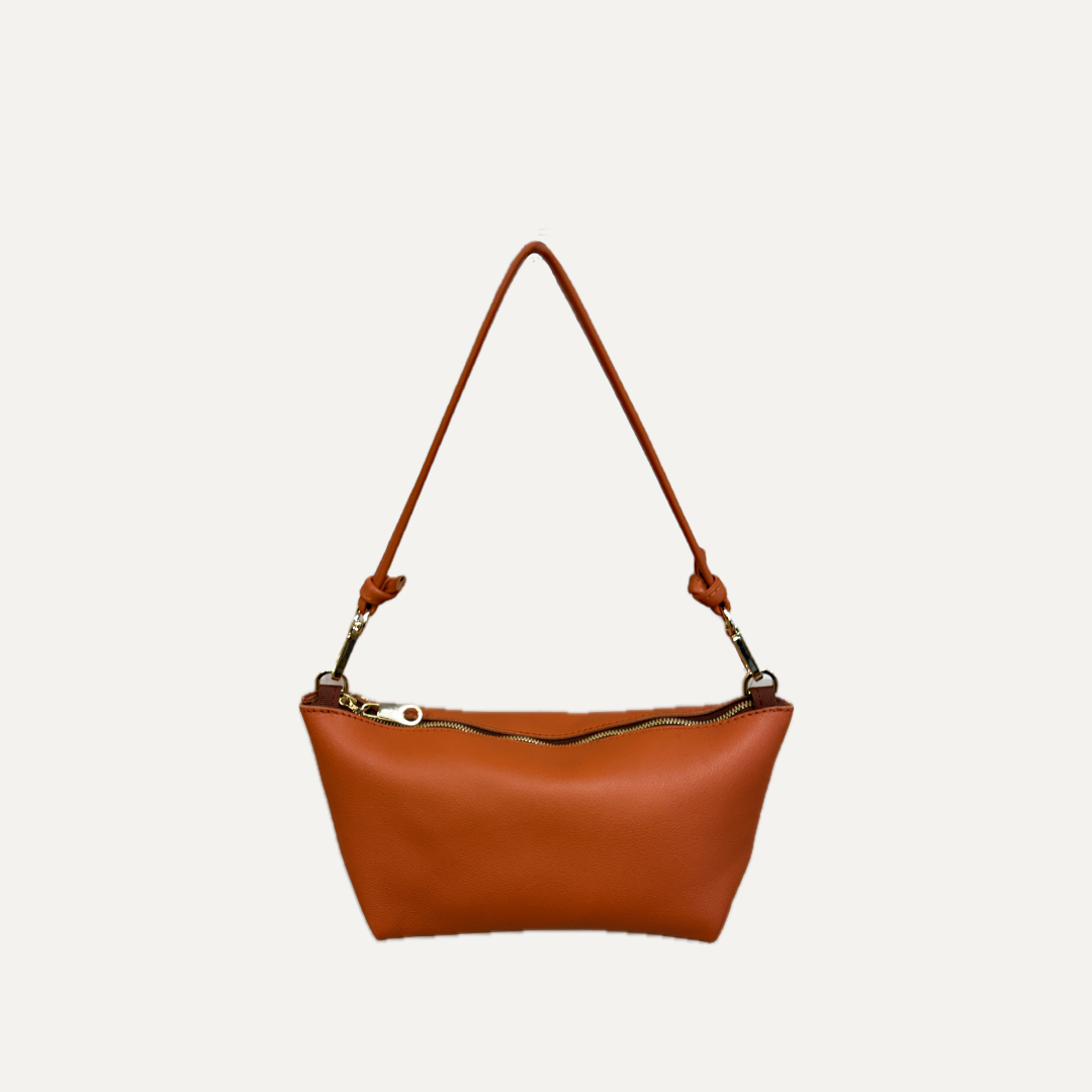 THE MINI MARINA BAG - Bolso en piel vacuno color NARANJA