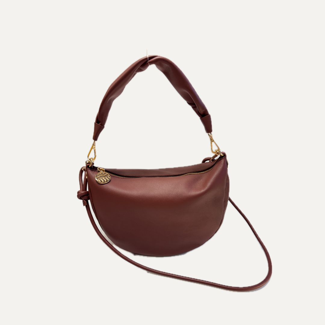 THE MINI GONDOLA BAG - Bolso en piel vacuno color BURDEOS con BANDOLERA