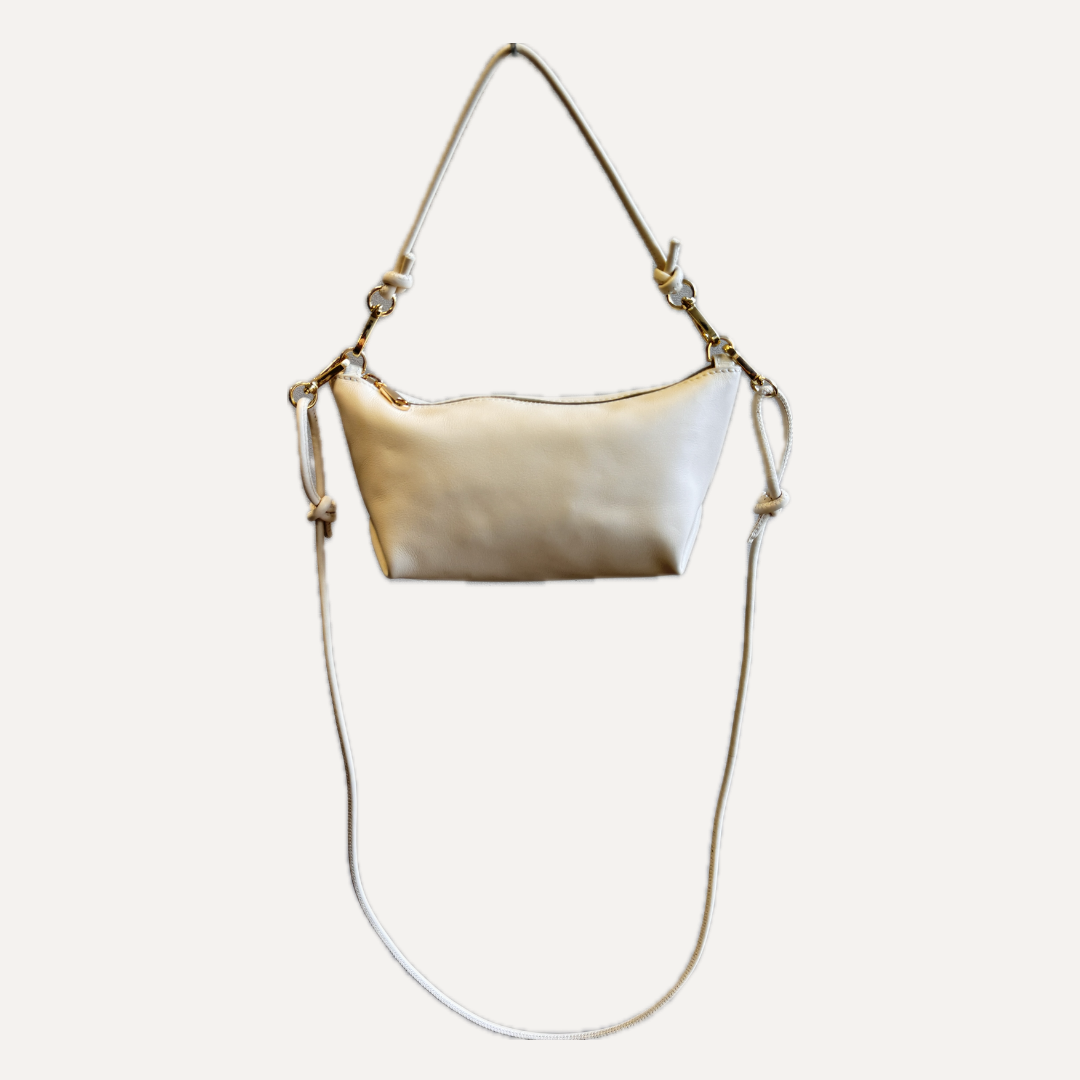 THE MINI MARINA BAG PLUS - Bolso en piel vacuno color NATA con BANDOLERA