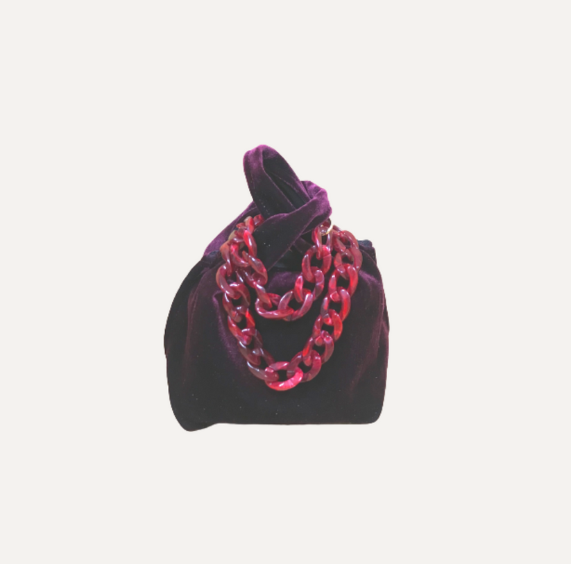 THE BABY JULIA BAG NEW VELVET - Bolso en terciopelo color BURDEOS