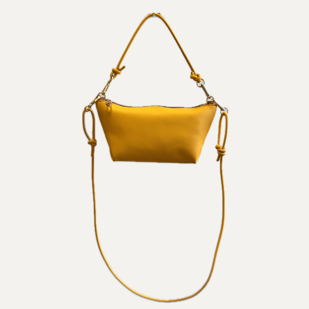 THE MINI MARINA BAG PLUS - Bolso en piel vacuno color AMARILLO con BANDOLERA