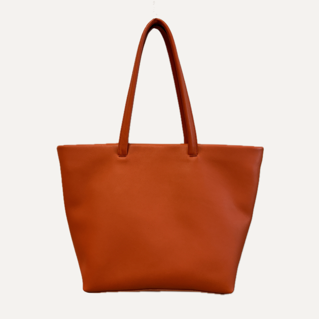 THE TOTE BAG - Bolso en piel vacuno color NARANJA