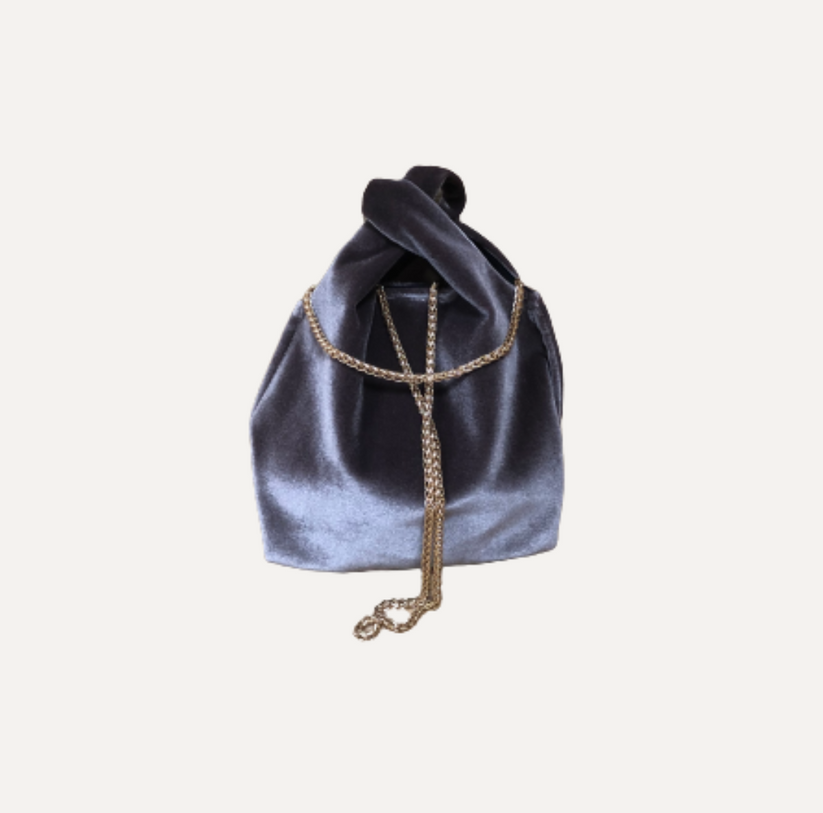 THE BABY JULIA BAG VELVET - Bolso en terciopelo color TAUPE