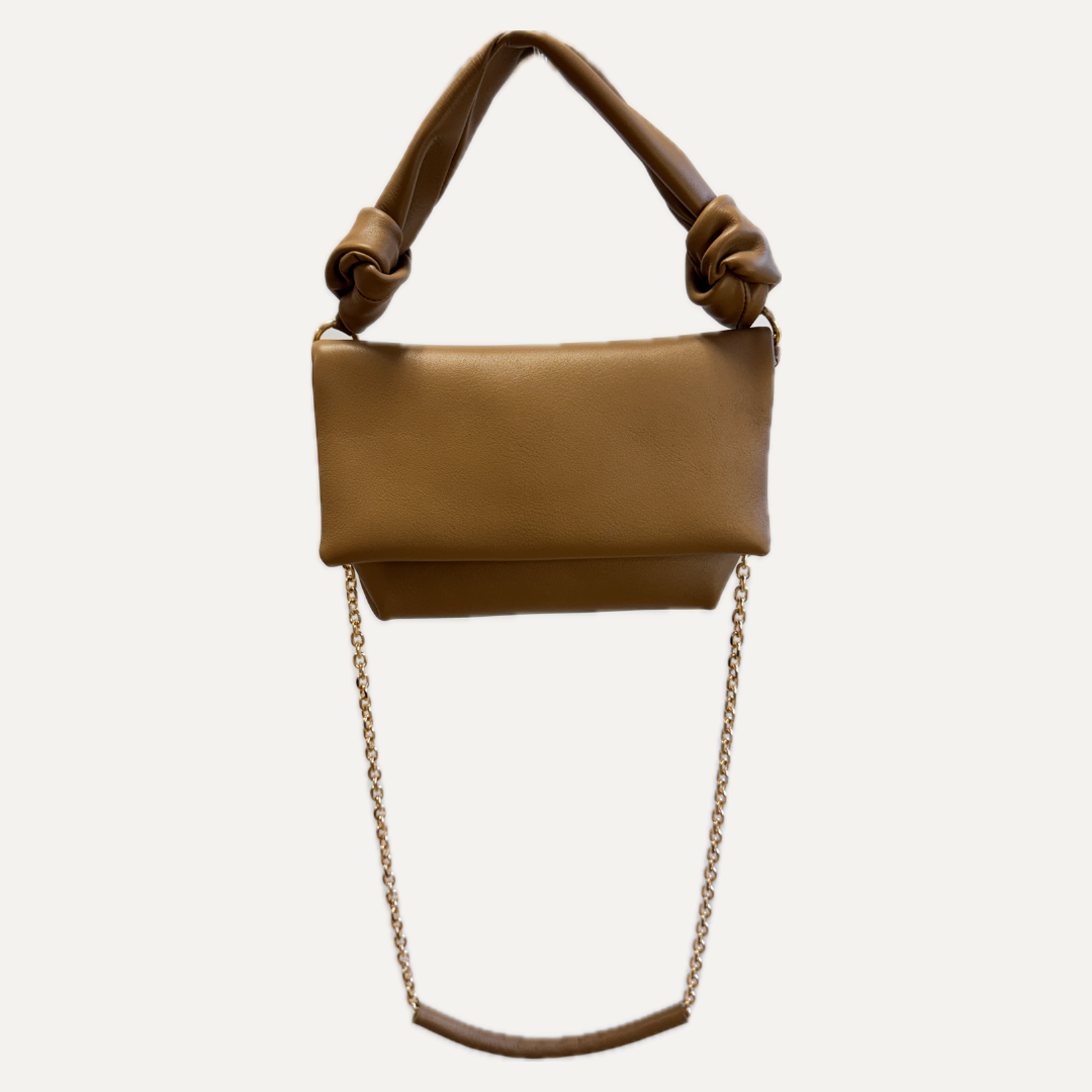 THE AITANA BAG - Bolso en piel vacuno color MOKA con CADENA