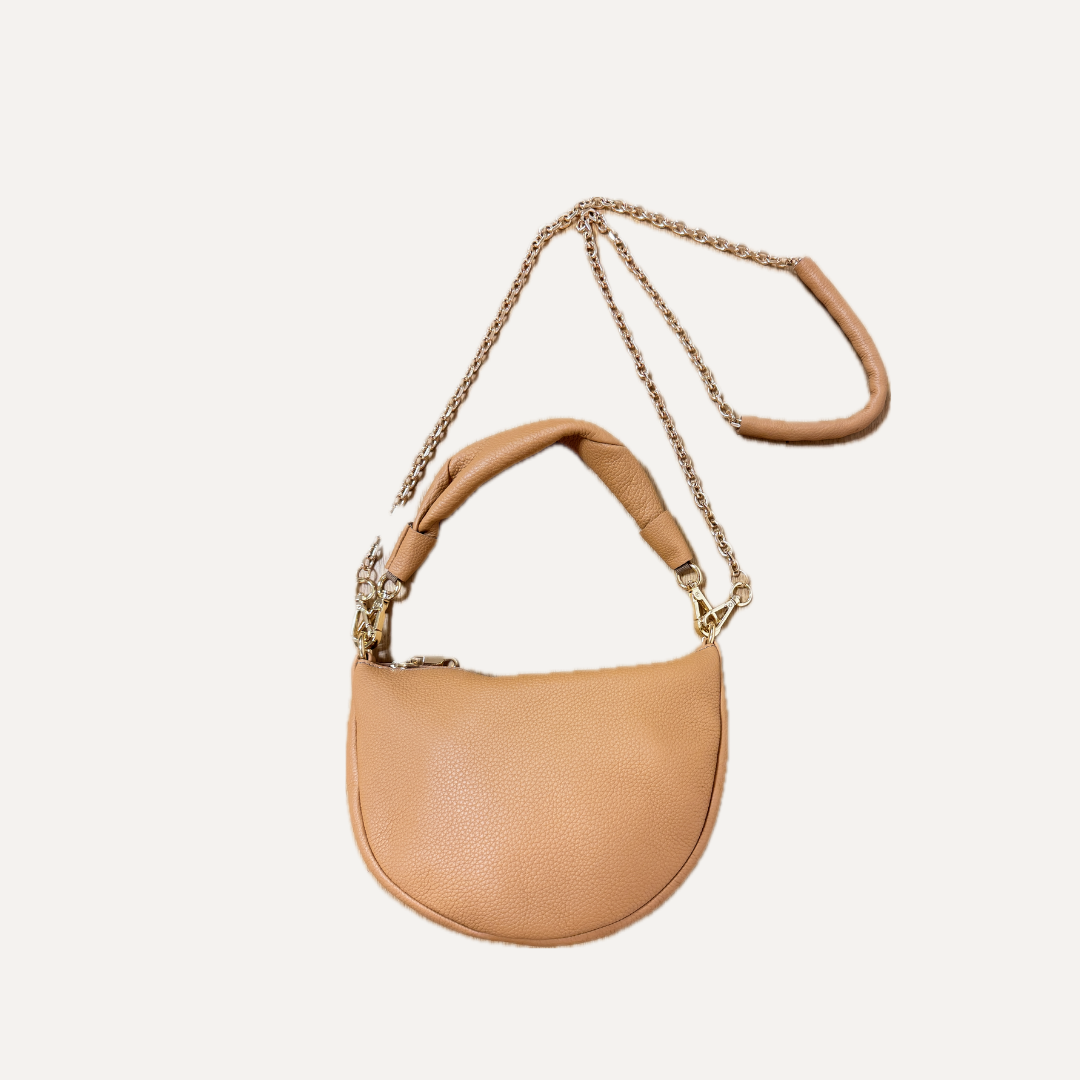 THE BABY GONDOLA BAG - Bolso en piel vacuno color CARAMELO con cadena