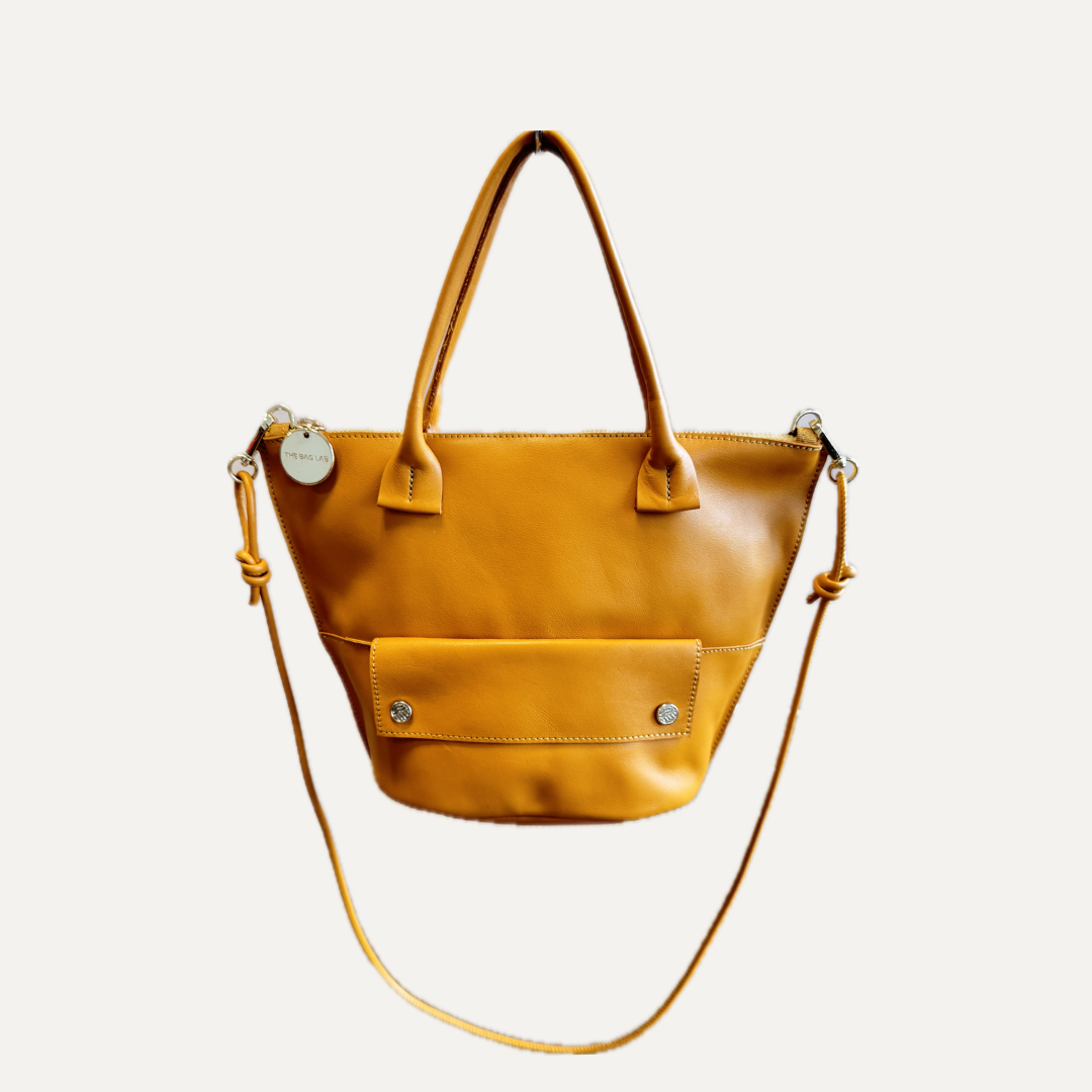 THE MINI ANA BAG - Bolso en piel vacuno color GIRASOL