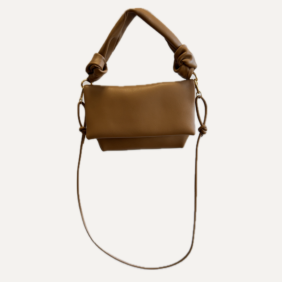 THE AITANA BAG - Bolso en piel vacuno color MOKA con BANDOLERA