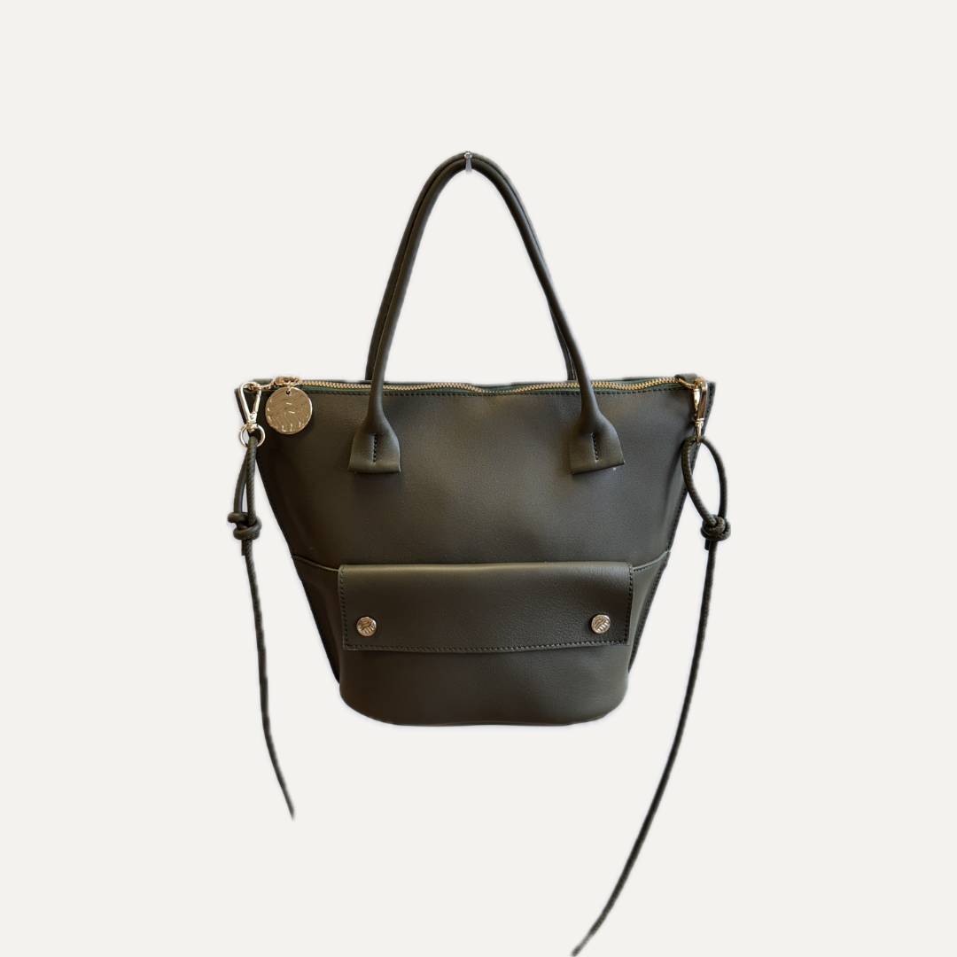 THE MINI ANA BAG - Bolso en piel vacuno color MUSGO