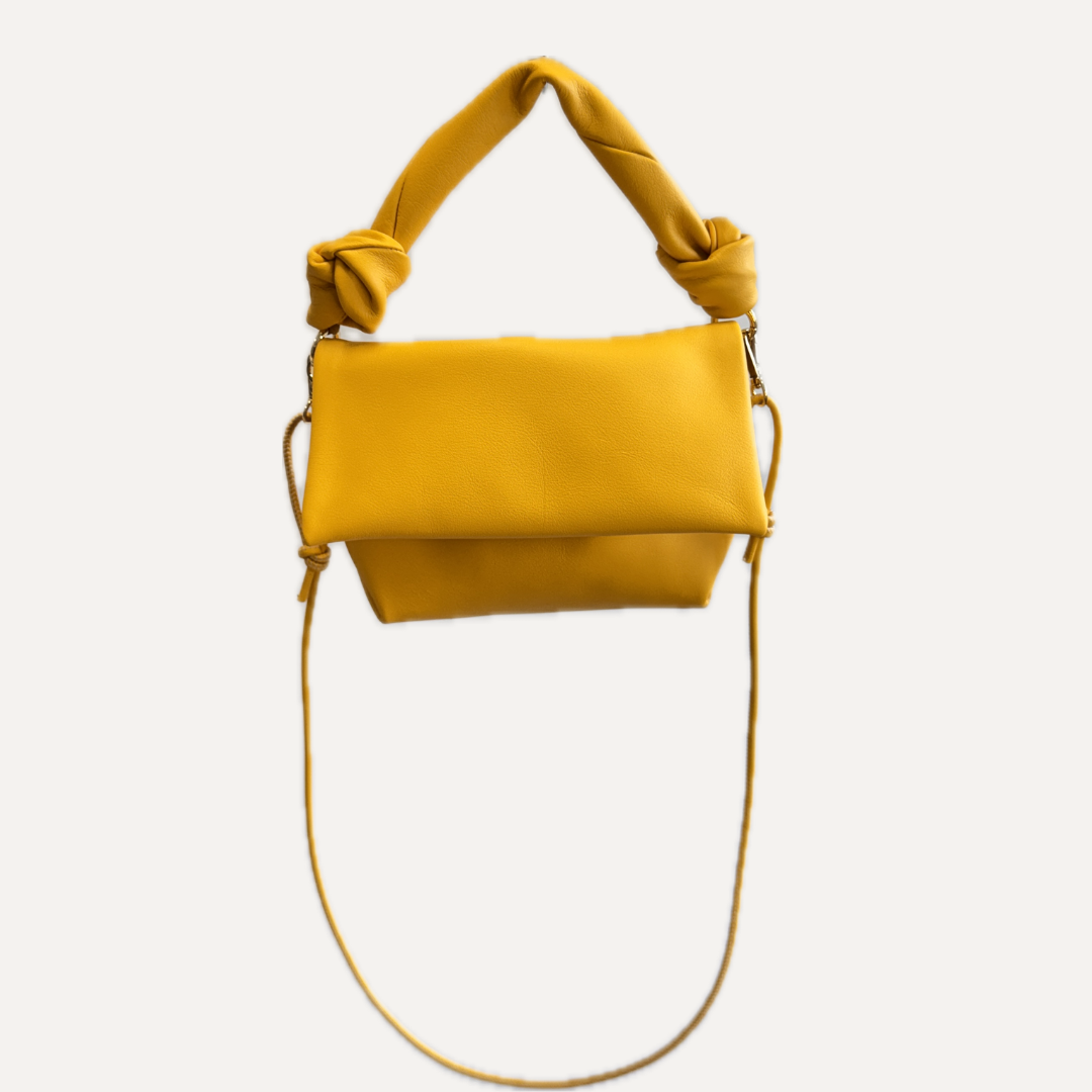 THE AITANA BAG - Bolso en piel vacuno color AMARILLO con BANDOLERA
