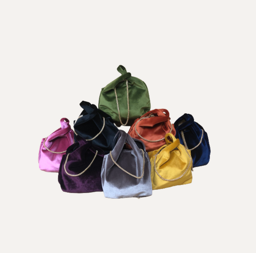 THE BABY JULIA BAG VELVET - Bolso en terciopelo color NAVY