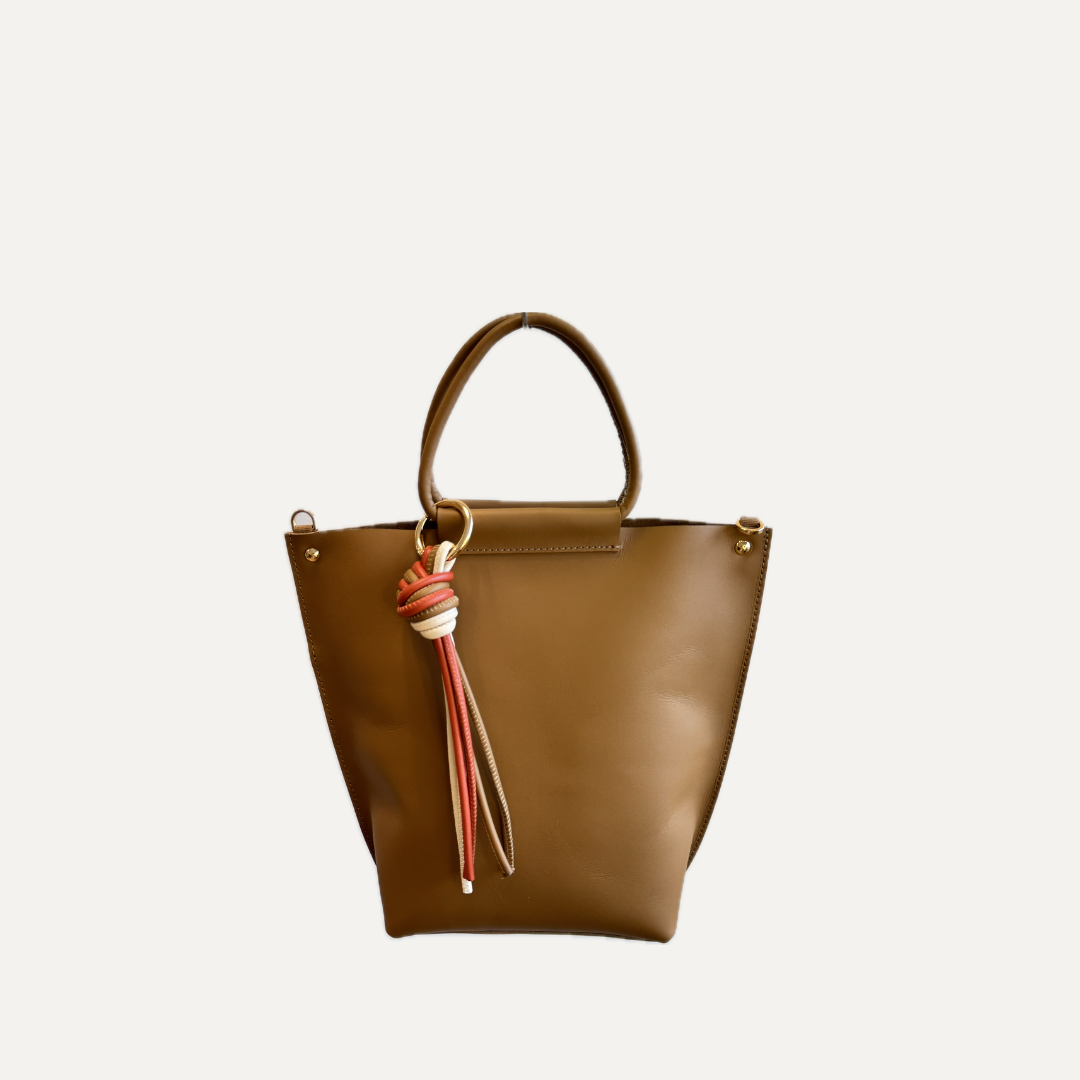 THE MINI NEREA BAG - Bolso en piel vacuno color MOKA