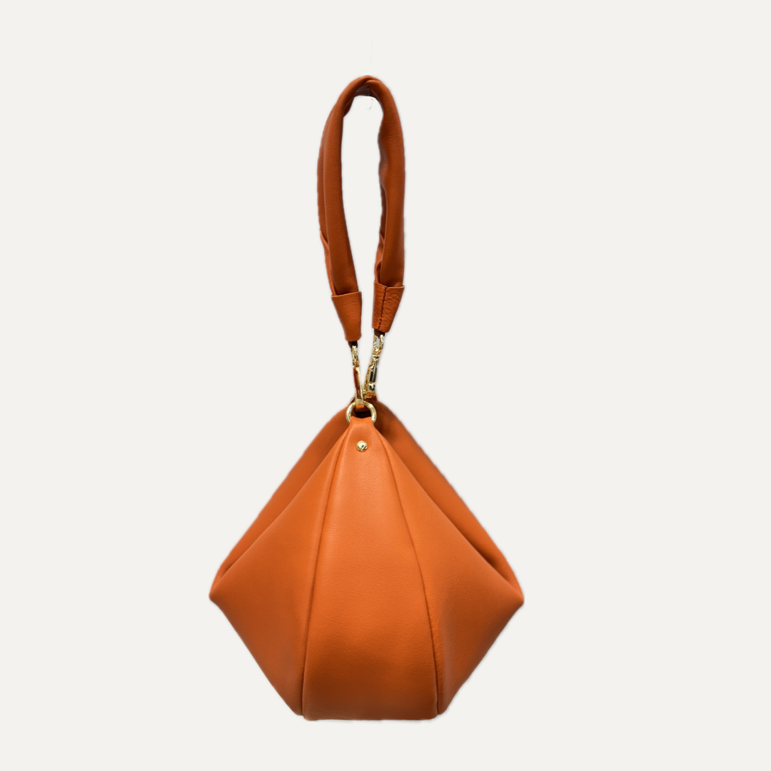 THE MINI GONDOLA BAG - Bolso en piel vacuno color NARANJA