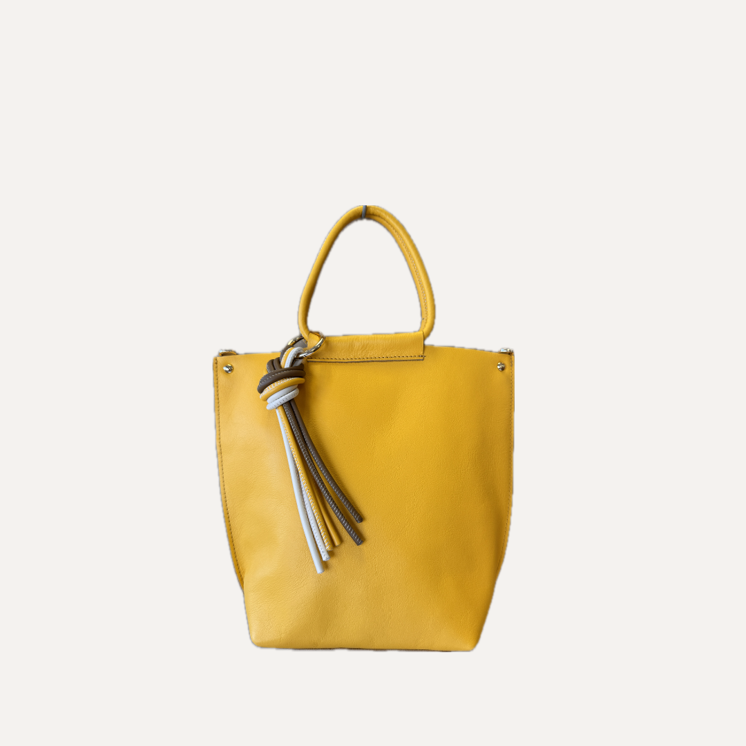 THE MINI NEREA BAG - Bolso en piel vacuno color AMARILLO