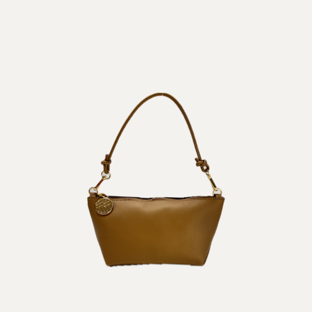 THE MINI MARINA BAG - Bolso en piel vacuno color MOKA