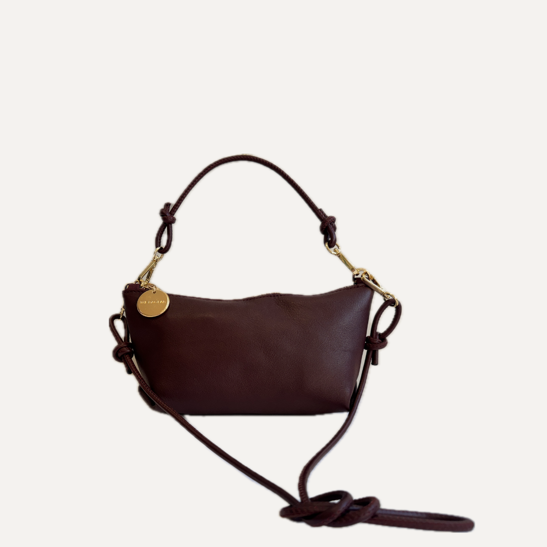 THE MINI MARINA BAG PLUS - Bolso en piel vacuno color BURDEOS con BANDOLERA