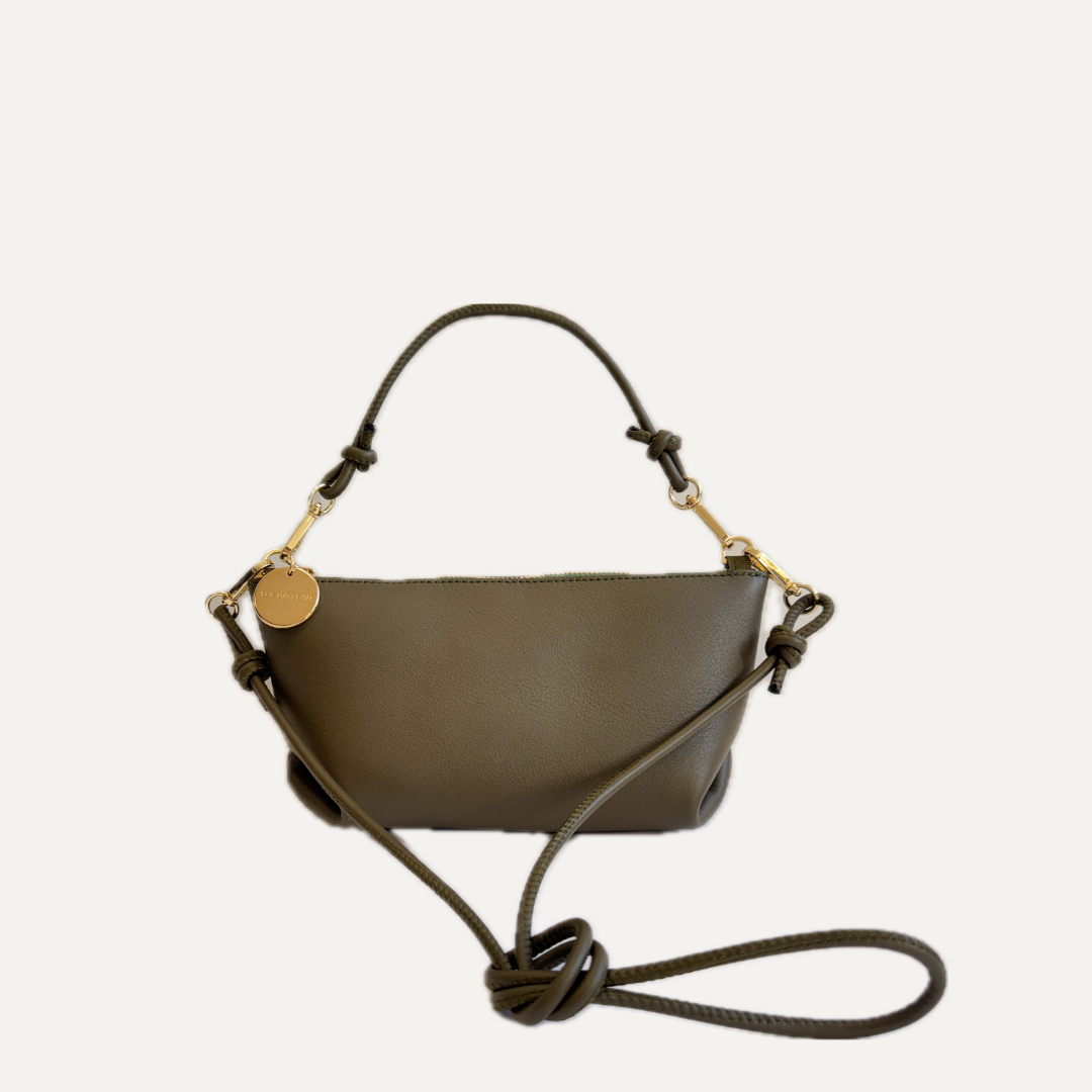 THE MINI MARINA BAG PLUS - Bolso en piel vacuno color MUSGO con BANDOLERA