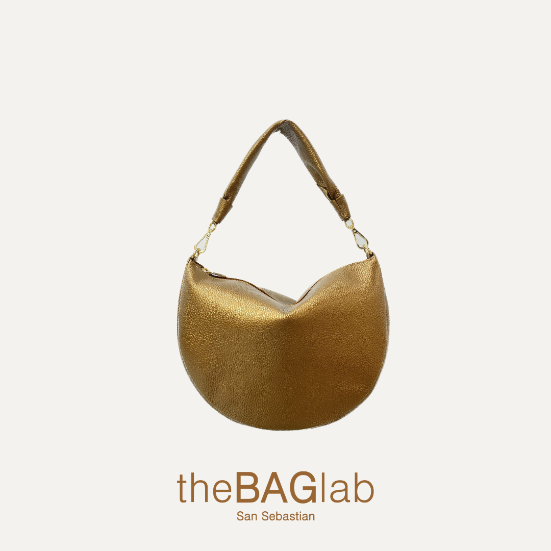 THE BABY GONDOLA BAG - Bolso en piel METALIZADA vacuno color ORO VIEJO
