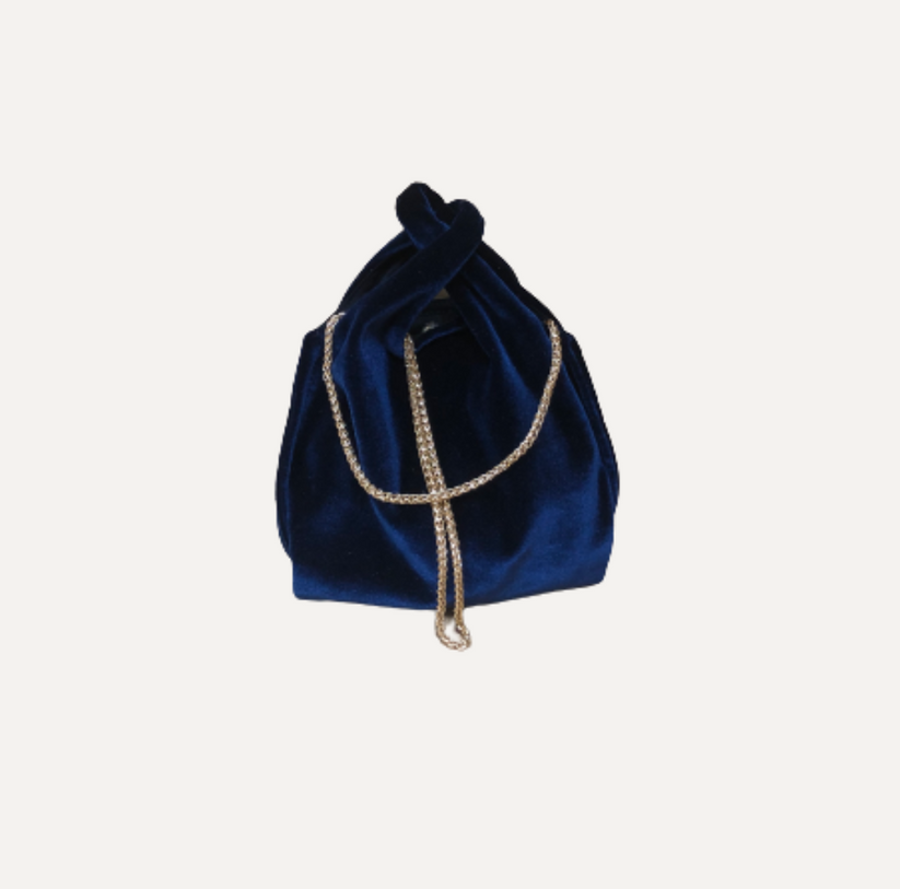 THE BABY JULIA BAG VELVET - Bolso en terciopelo color NAVY