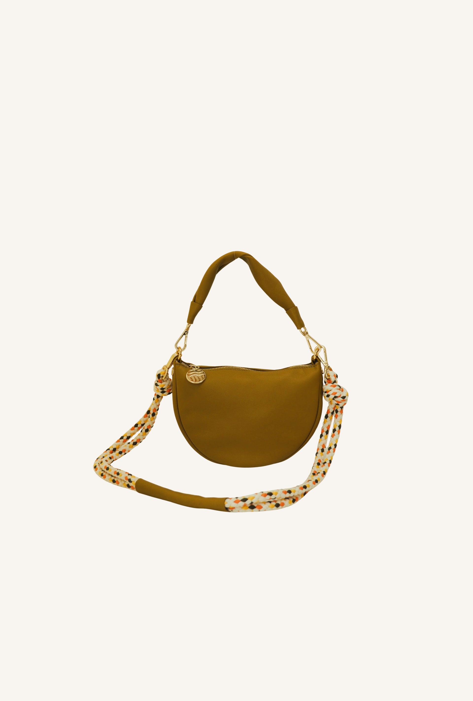 THE BABY GONDOLA BAG PLUS GARDEN - Bolso en piel vacuno color OLIVA con BANDOLERA