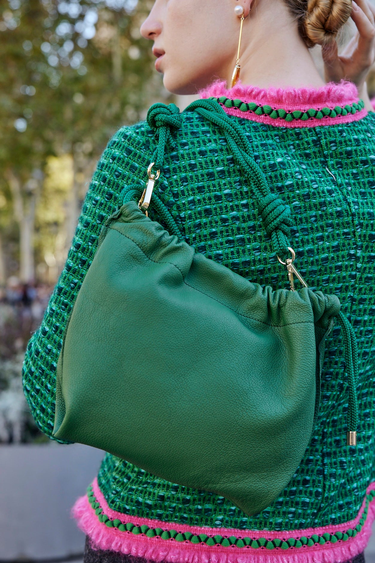 THE MINI CARMEN BAG - Bolso en piel vacuno color VERDE