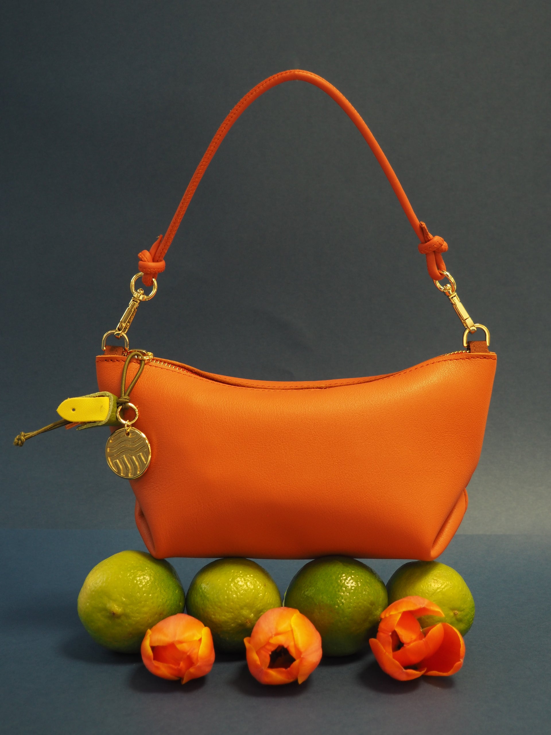 THE MINI MARINA BAG GARDEN - Bolso en piel vacuno color CALABAZA