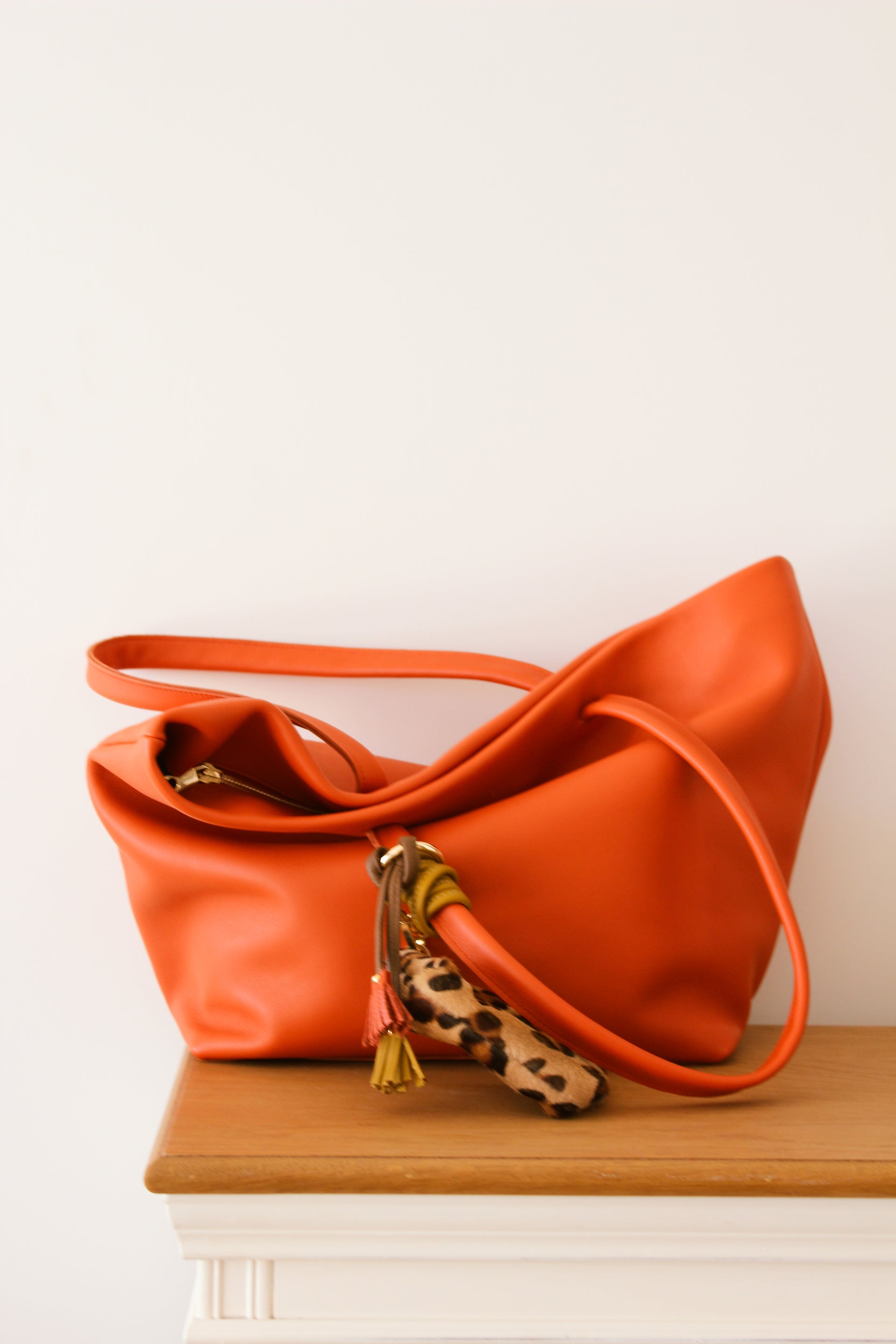 THE TOTE BAG - Bolso en piel vacuno color NARANJA