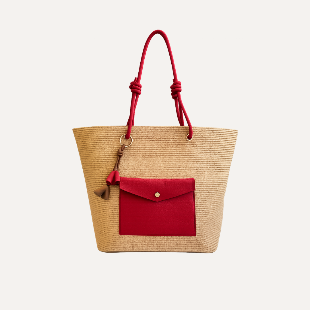 THE BRISA SHOPPER BAG - Bolsa en rafia color ROJO