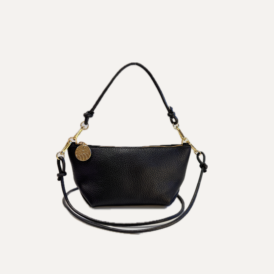THE MINI MARINA BAG PLUS - Bolso en piel vacuno color NEGRO con BANDOLERA