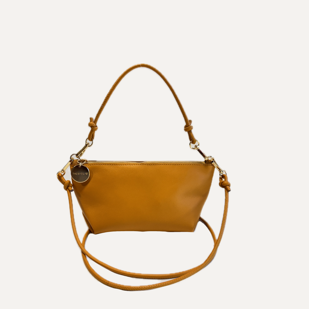 THE MINI MARINA BAG PLUS - Bolso en piel vacuno color GIRASOL con BANDOLERA