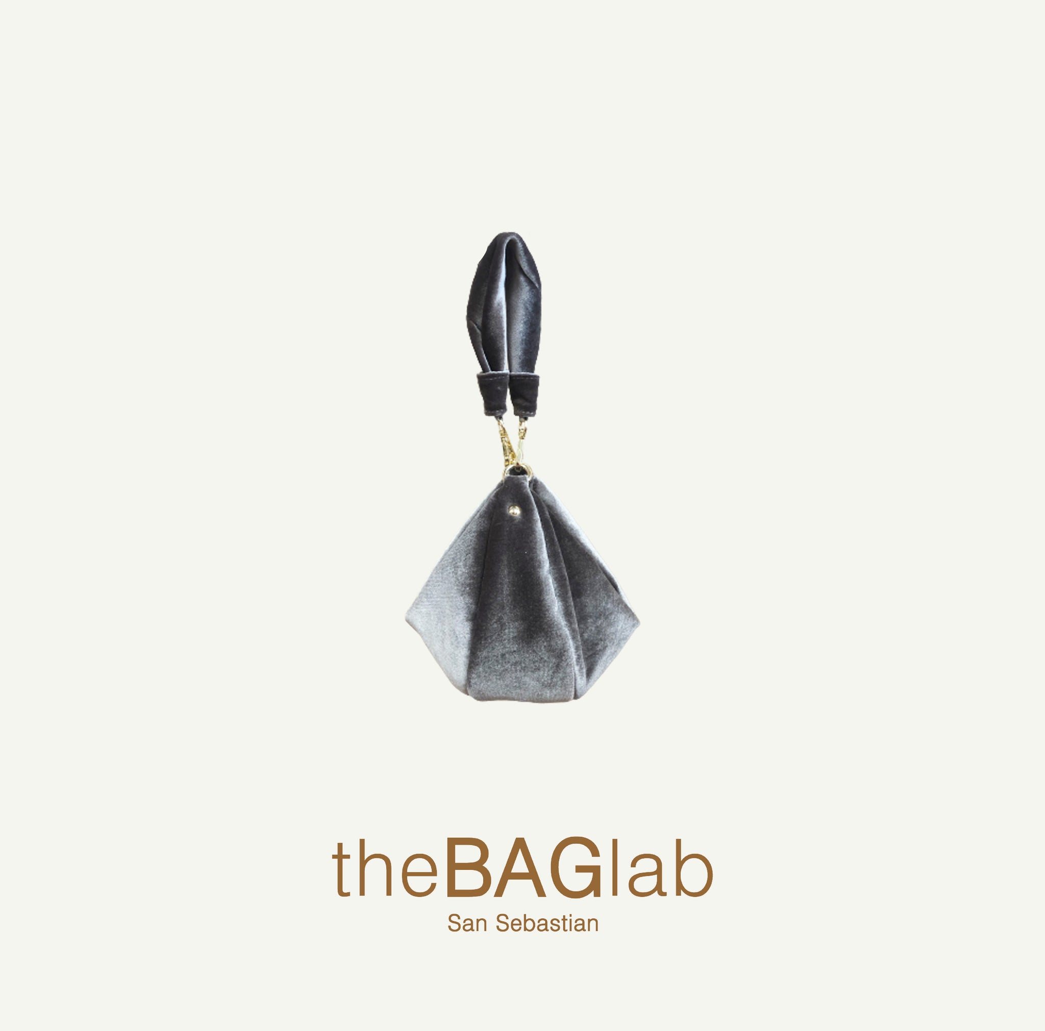 THE BABY GONDOLA BAG VELVET- Bolso en TERCIOPELO color TAUPE