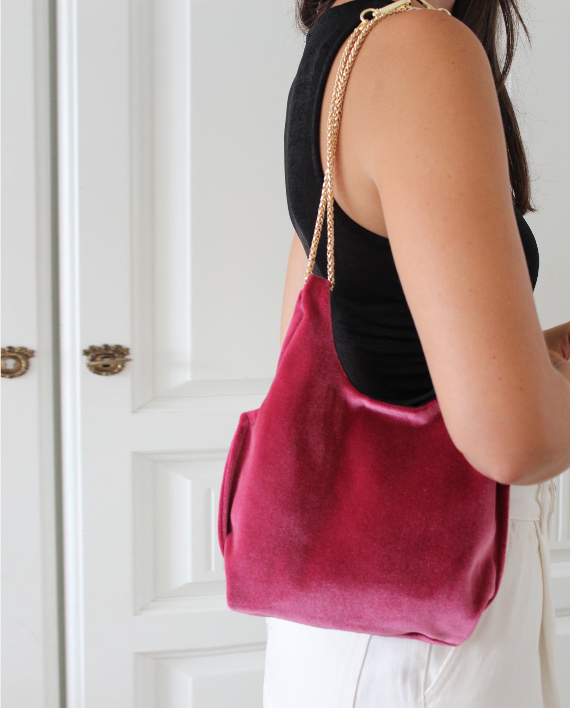 THE BABY JULIA BAG VELVET - Bolso en terciopelo color DALIA