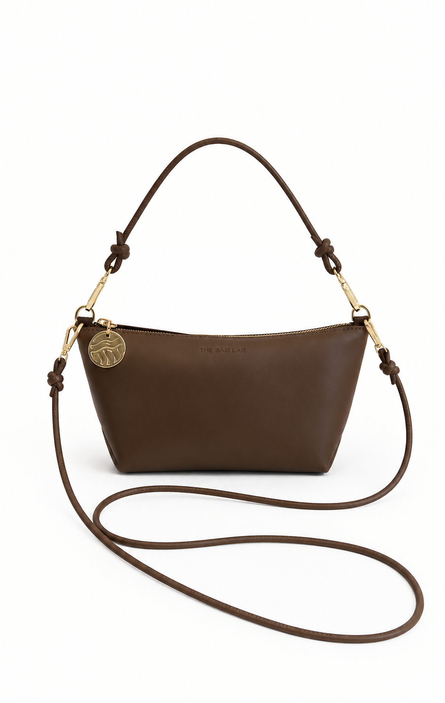 THE MINI MARINA BAG PLUS - Bolso en piel vacuno color MOKA con BANDOLERA
