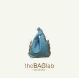 THE MINI JULIA BAG ZARAUZ - Bolso en PIEL con fleco de rafia color AQUA