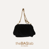 THE MINI ZUMAIA BAG NEW VELVET - Bolso en terciopelo color NEGRO con cadena dorada