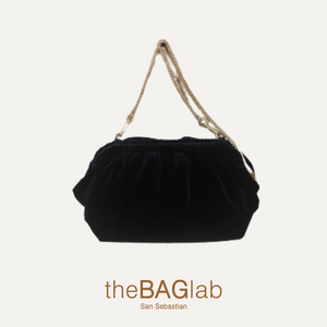 THE ZUMAIA BAG NEW VELVET - Bolso en terciopelo color NEGRO con cadena dorada