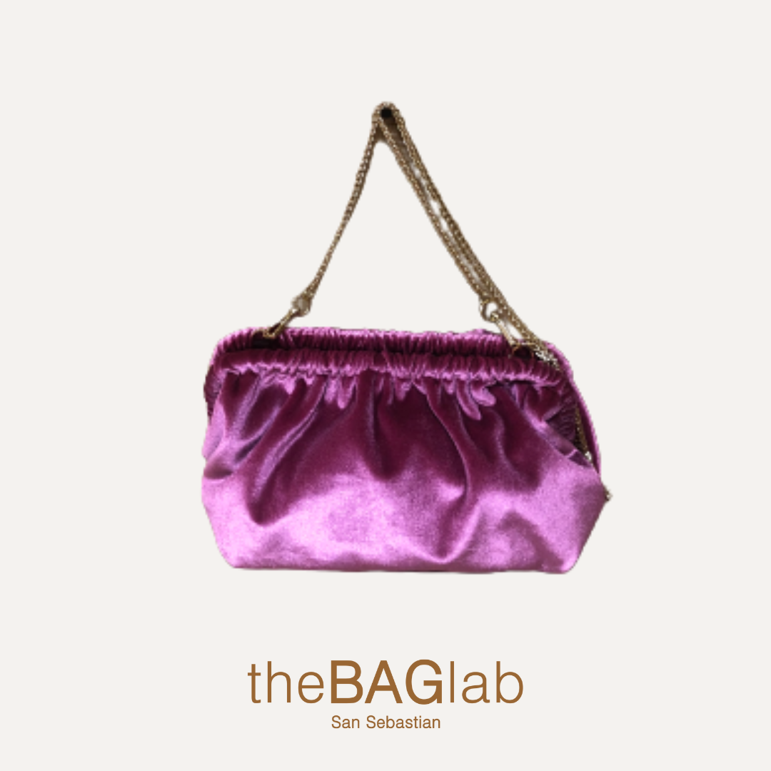 THE ZUMAIA BAG NEW VELVET - Bolso en terciopelo color ROSA con cadena dorada