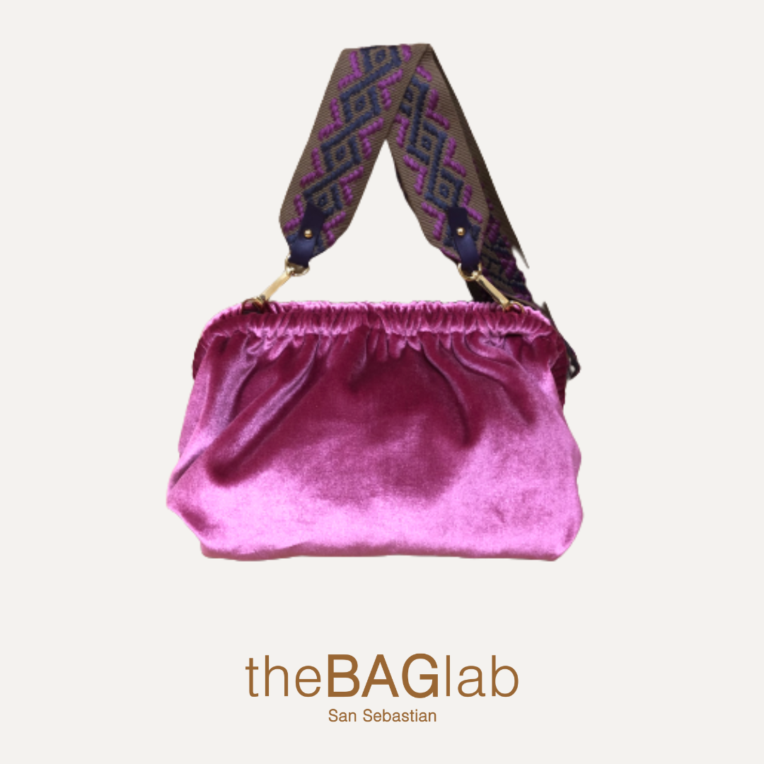 THE ZUMAIA BAG NEW VELVET - Bolso en terciopelo color ROSA con bandolera