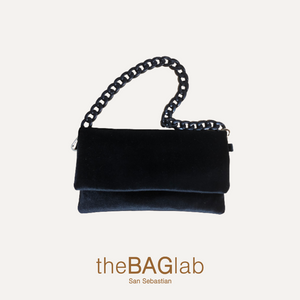 THE SARA BAG NEW VELVET - Bolso en terciopelo color NEGRO