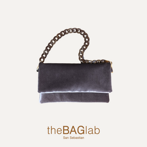 THE SARA BAG NEW VELVET - Bolso en terciopelo color TAUPE