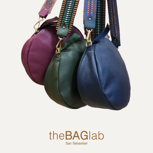 THE ROUND BAG - Bolso en piel vacuno color NAVY