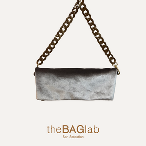 THE SARA BAG NEW VELVET - Bolso en terciopelo color TAUPE