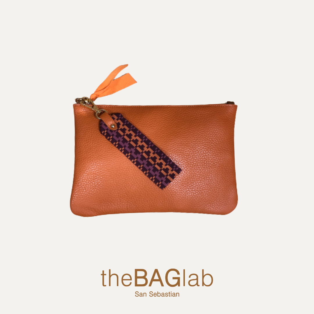 THE MINI GALA CLUTCH - Cartera de mano en piel vacuno color NARANJA