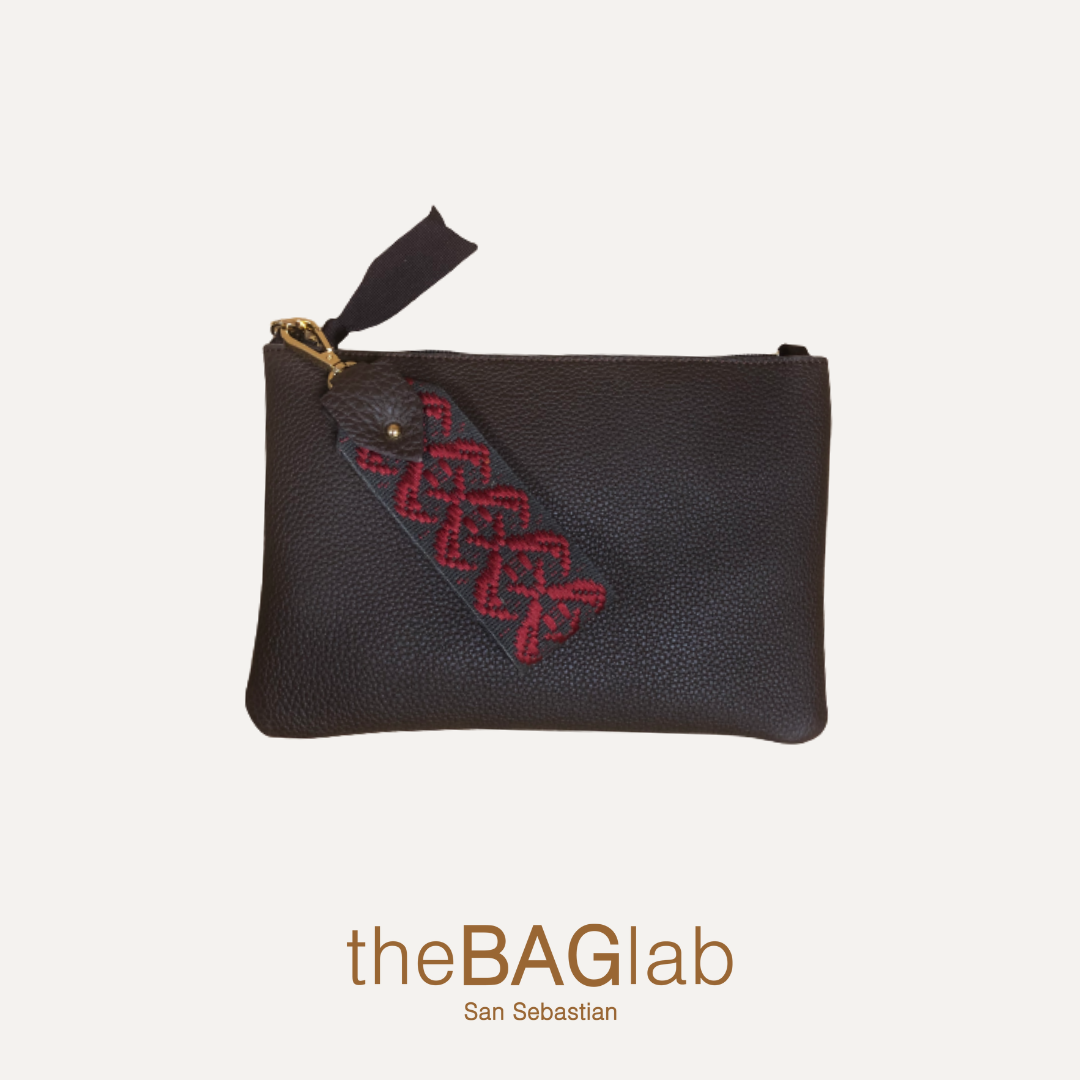 THE MINI GALA CLUTCH - Cartera de mano en piel vacuno color CHOCOLATE