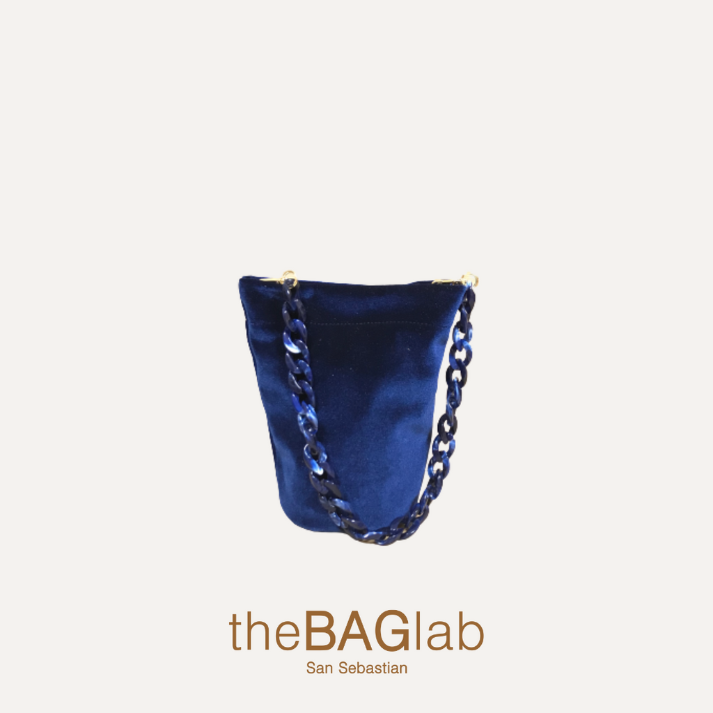 THE MINI CUBE BAG VELVET - Bolso en terciopelo color NAVY